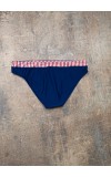 swim bikini blue with red stripe