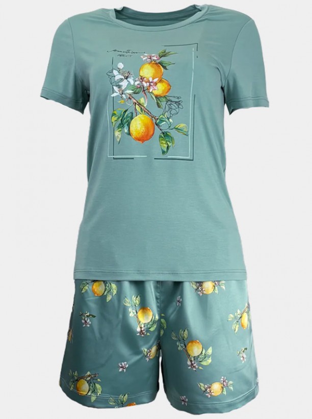 Лятна дамска пижама Аффект Green Lemon