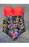 swimwear choral with balck florals