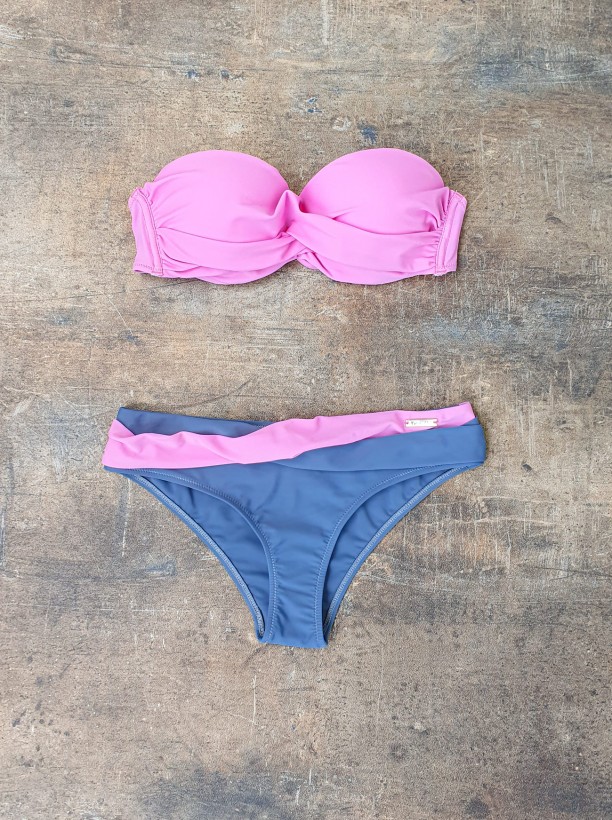 swim bikini grey with pink belt