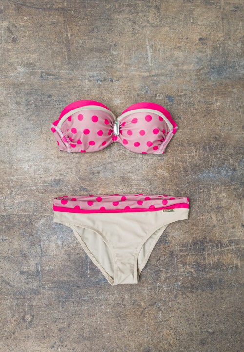 woman swim set gold pink