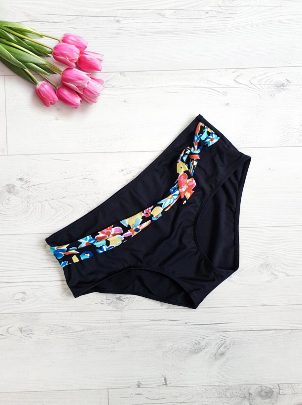swim bikini black with floral bell