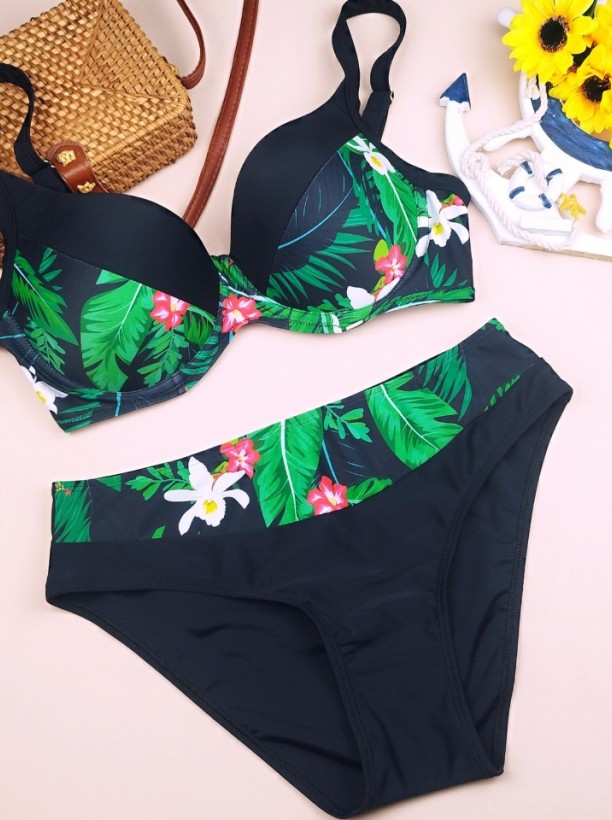 Woman swim wear pink and coffe