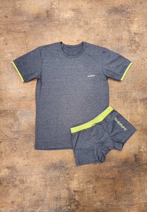 man set t-shirt with boxer grey melaje