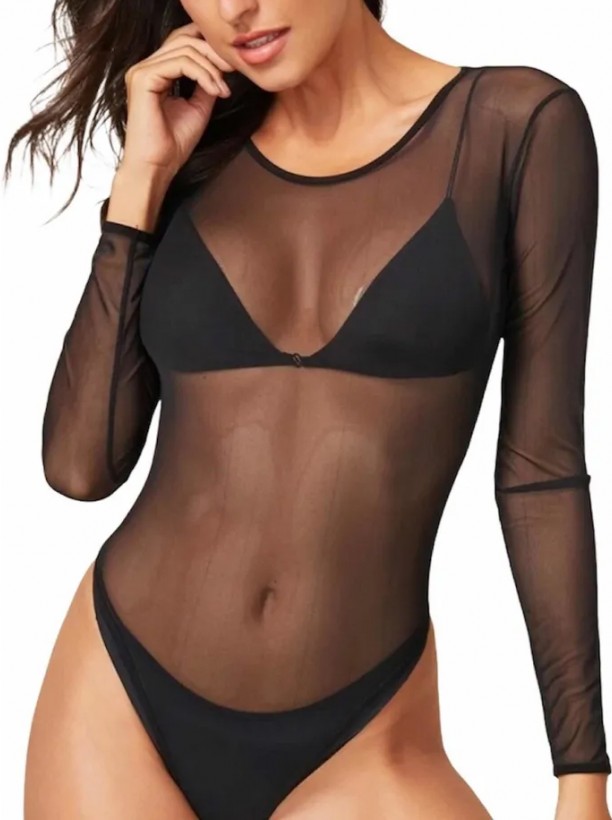 Woman body tul long sleev
